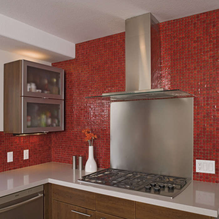 Tessara mosaic - Red non iridescent 25x25mm