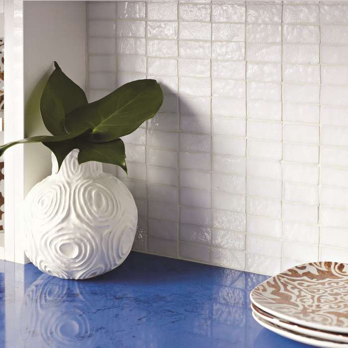 Tessara mosaic - White non iridescent 25x50mm