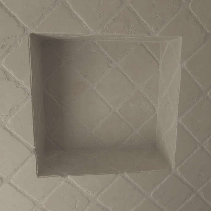 Biancone cobblestone shower