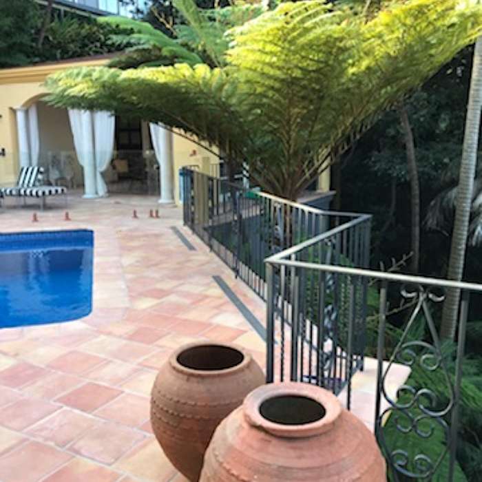 Mexican terracotta pool surround