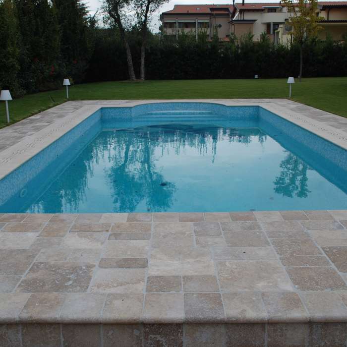 Italian Dark travertine tumbled modular pattern