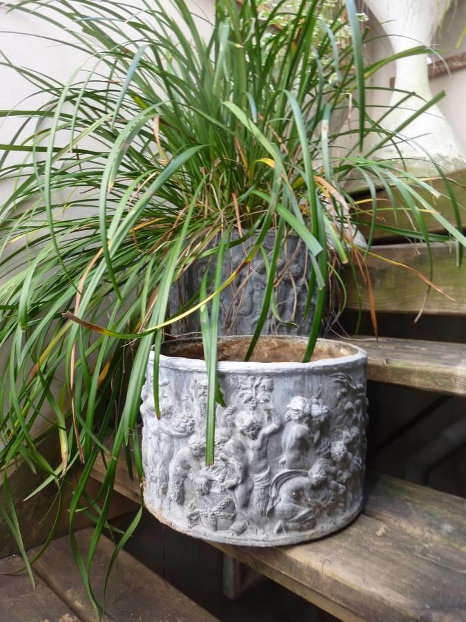 Pair of  English lead planter urns