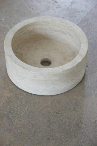Cylindrical Light Travertine Sink 380mm - Now on sale
