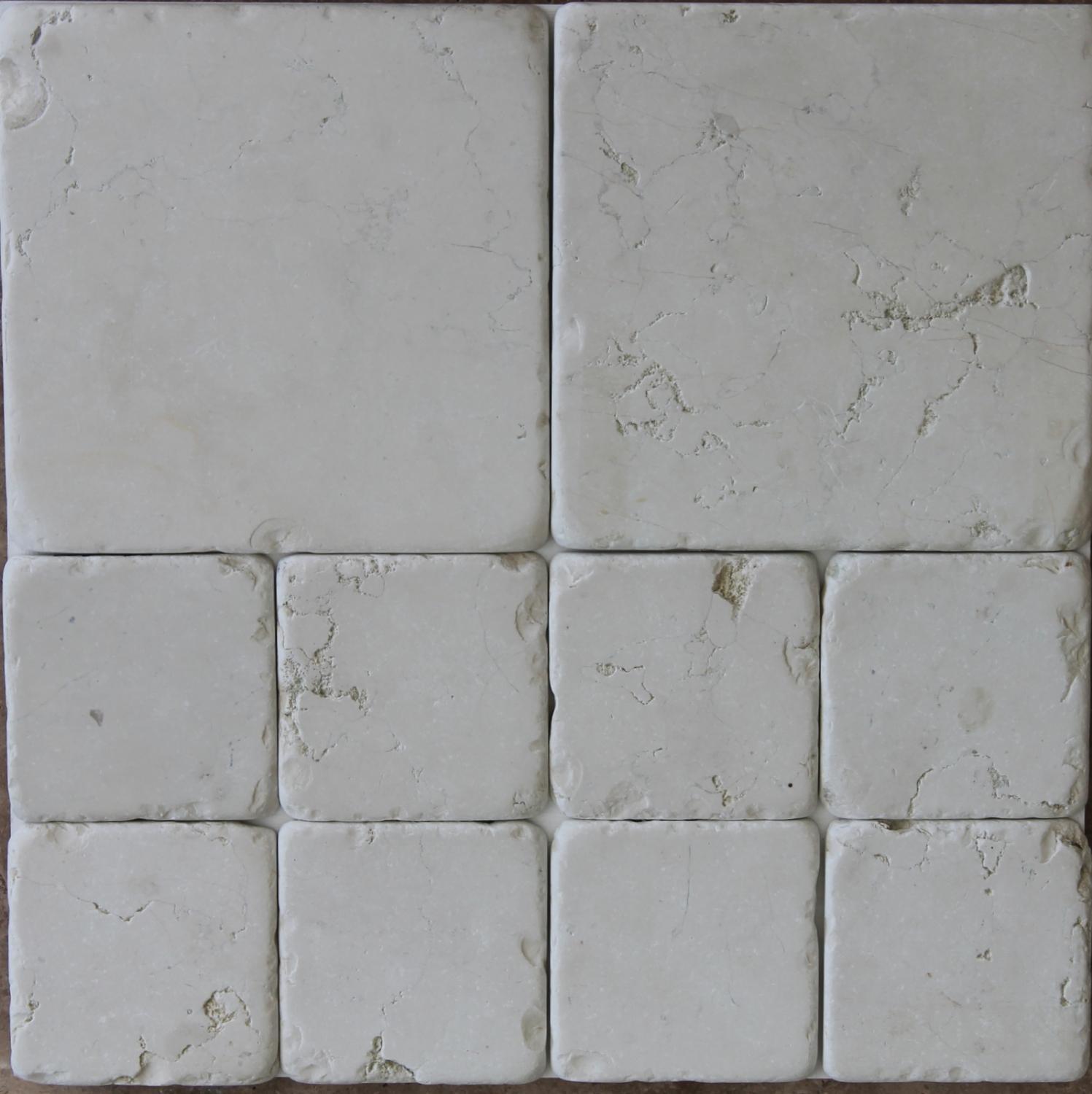 Biancone tumbled marble cobblestones