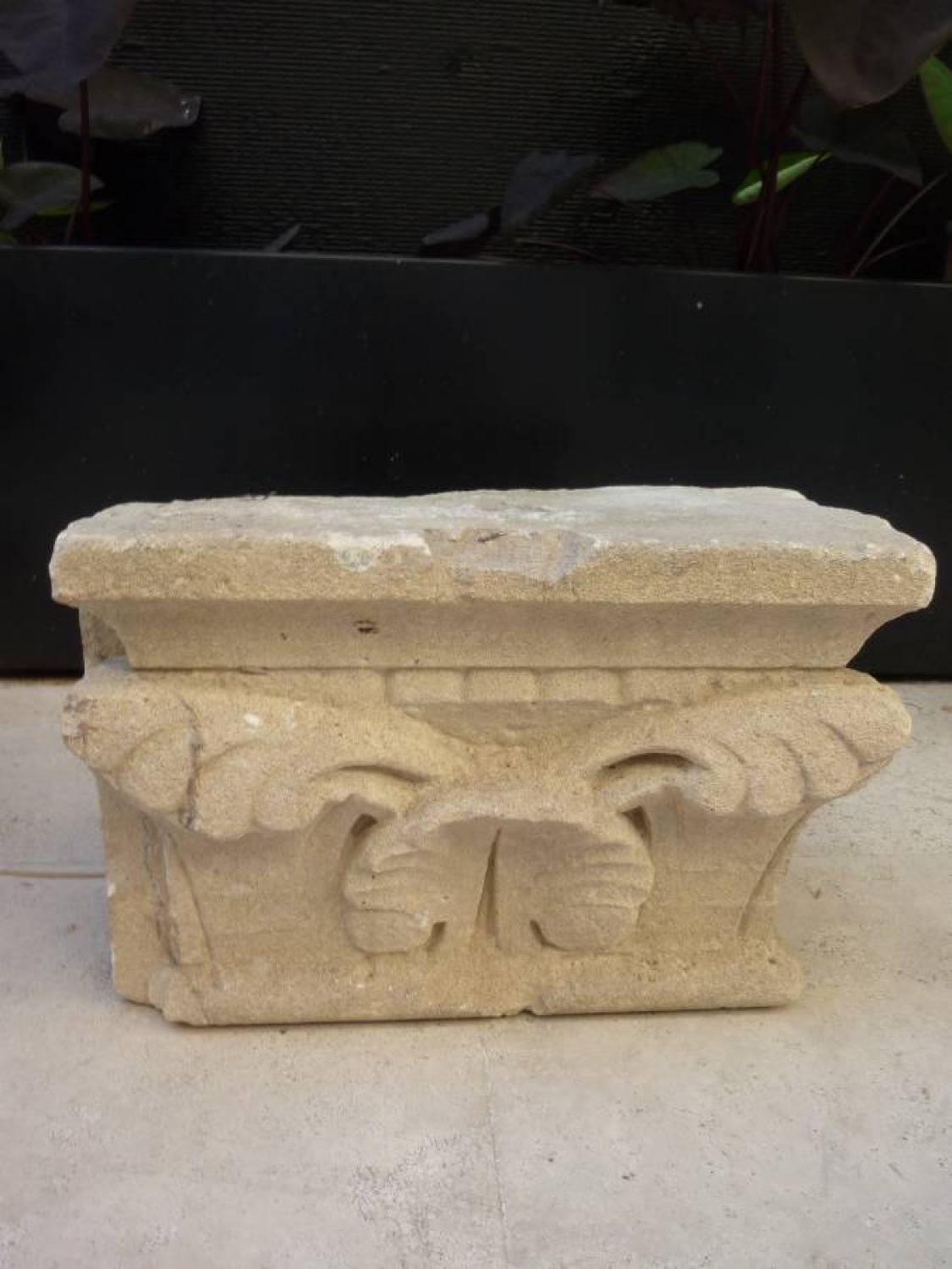 English Carved Capital Stone, 19th C