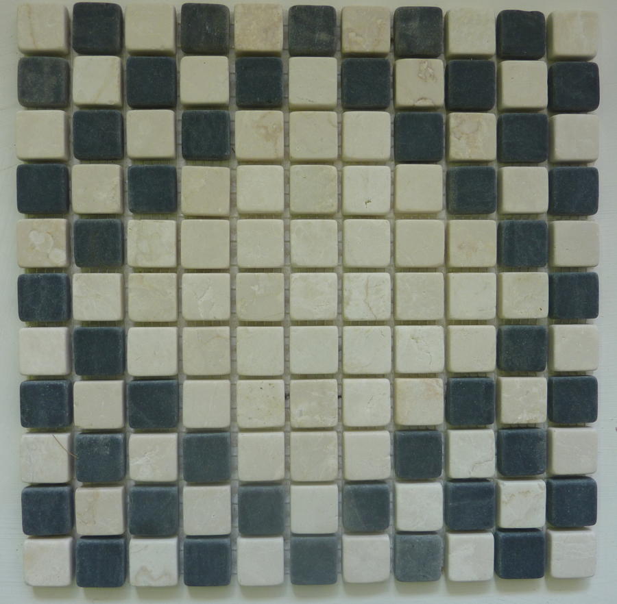 Nero/Botticino diamond mosaic 300x300mm