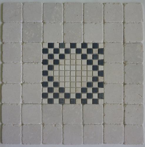 Nero/Botticino diamond mosaic 300x300mm