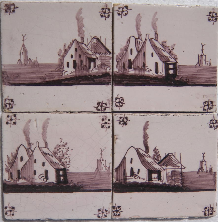 Reclaimed Delft Tiles" Houses"  130x130mm