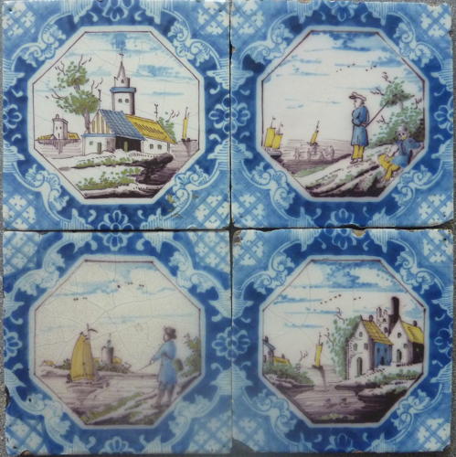 Reclaimed Polychrome Delft tiles - SOLD