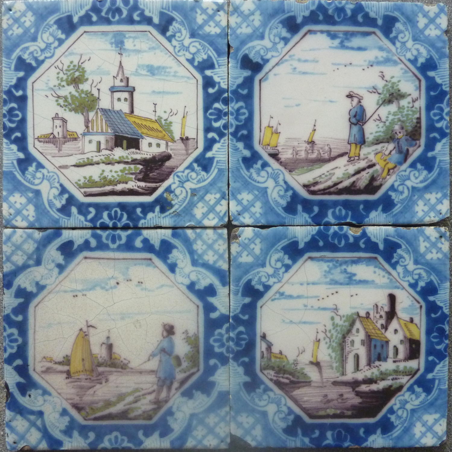 Reclaimed Polychrome Delft tiles