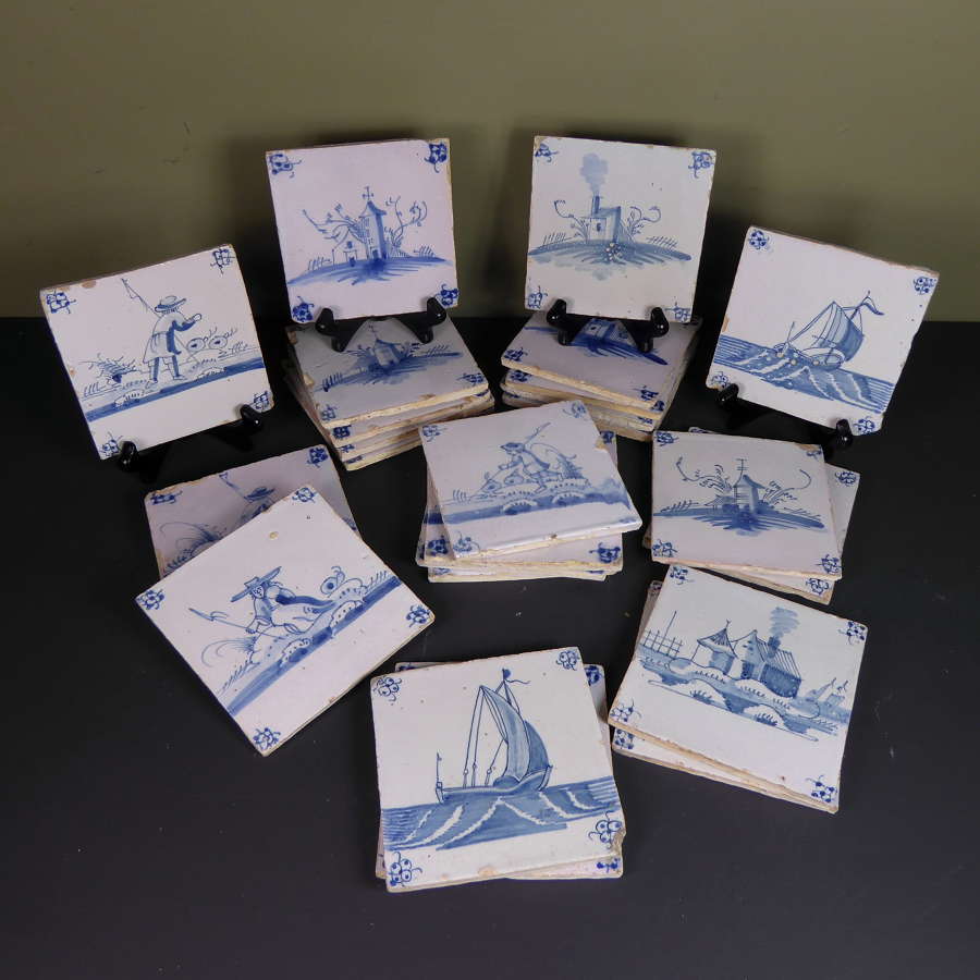 Set of 25 Eighteenth Century Delft tiles - SOLD