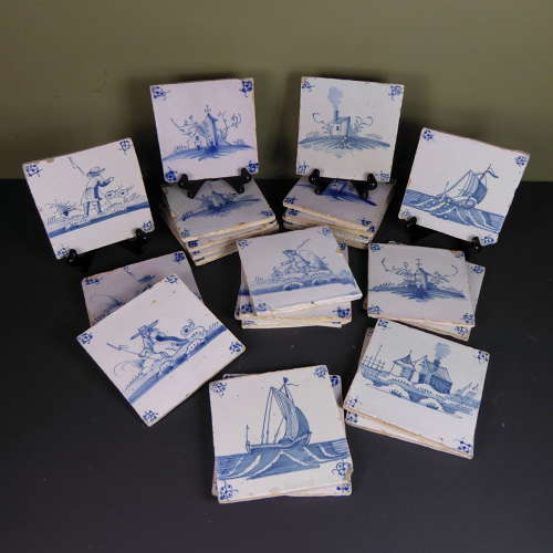Set of 25 Eighteenth Century Delft tiles - SOLD