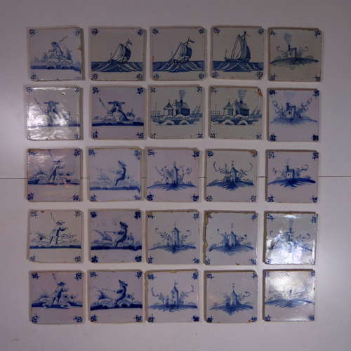 Set of 25 Eighteenth Century Delft tiles - SOLD