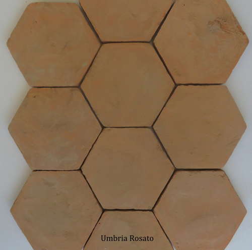 Italian hexagonal handmade terracotta