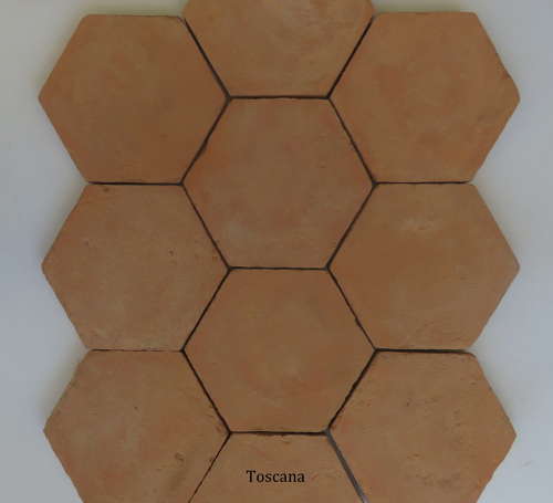 Italian hexagonal handmade terracotta