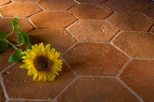 Italian hexagonal handmade terracotta
