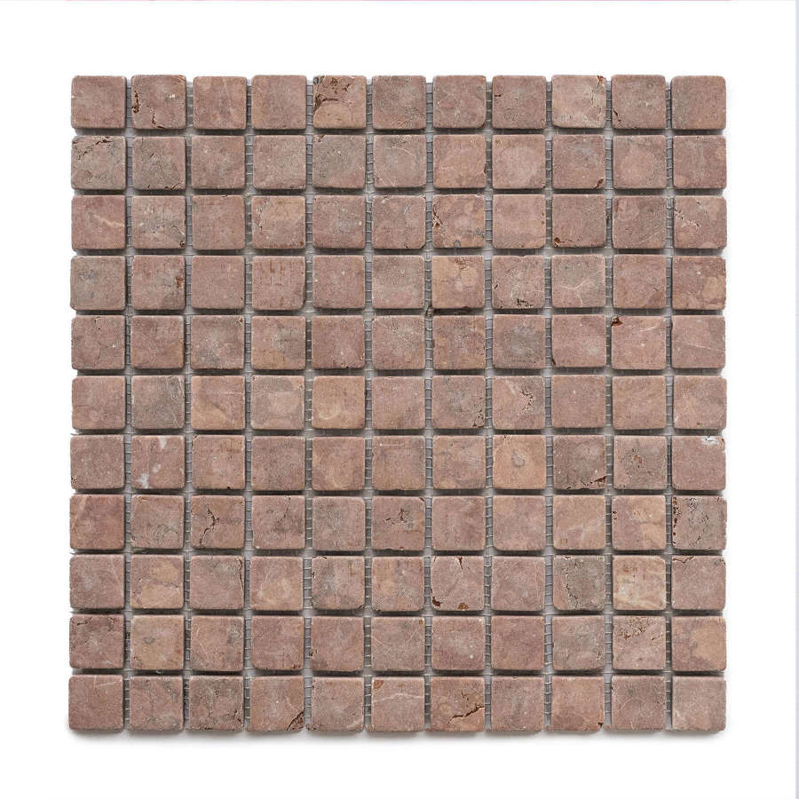 Rosso Verona tumbled marble mosaic