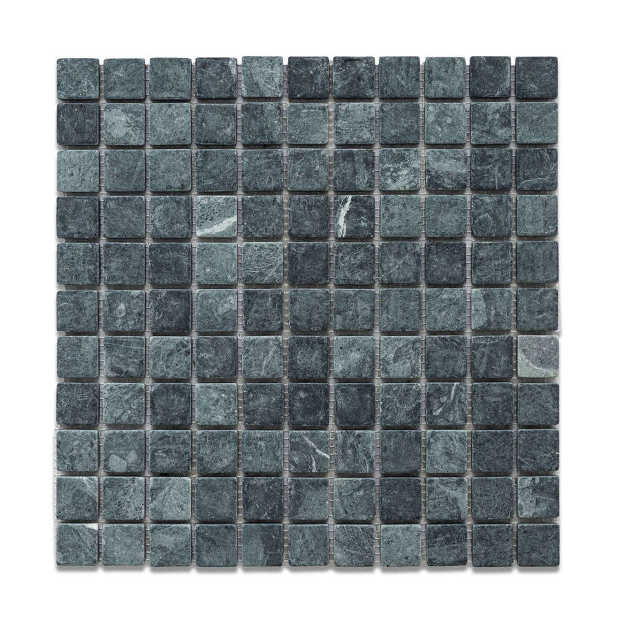 Italian Verde tumbled marble mosaic