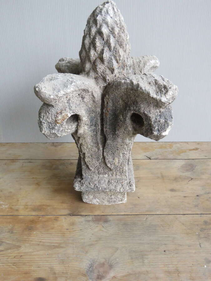 English 19th C carved limestone finiale