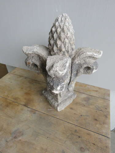 English 19th C carved limestone finiale